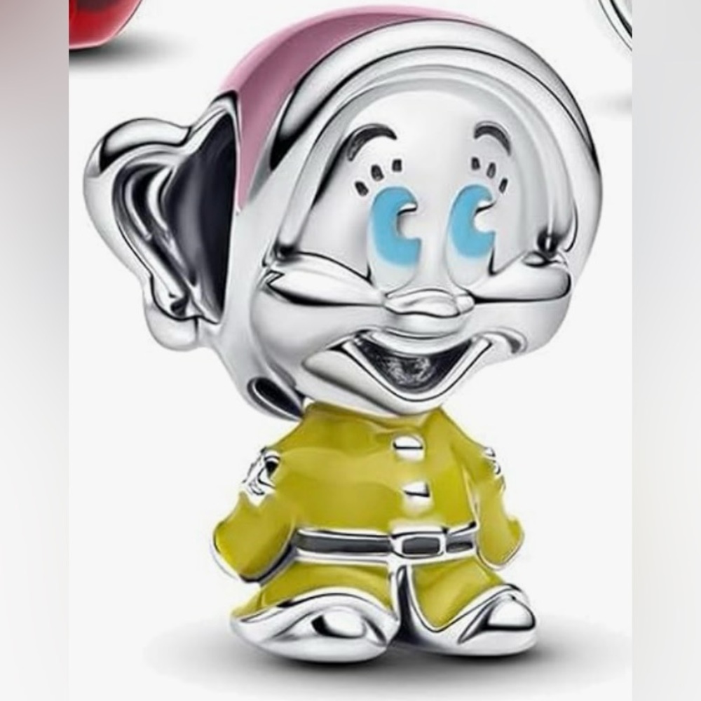 🍎 Sterling Silver 925 Snow White Dopey Dwarf Enamel Charm